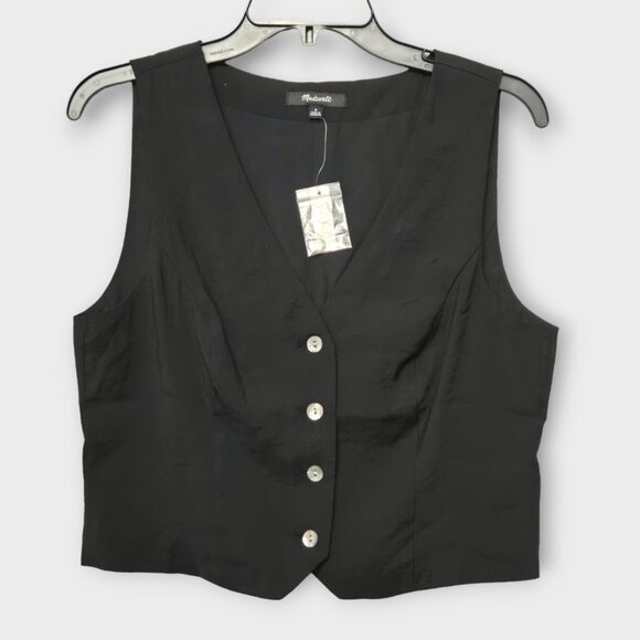 MADEWELL Katrina Crop Vest Top in Softdrape Black NWT - Picture 4 of 8